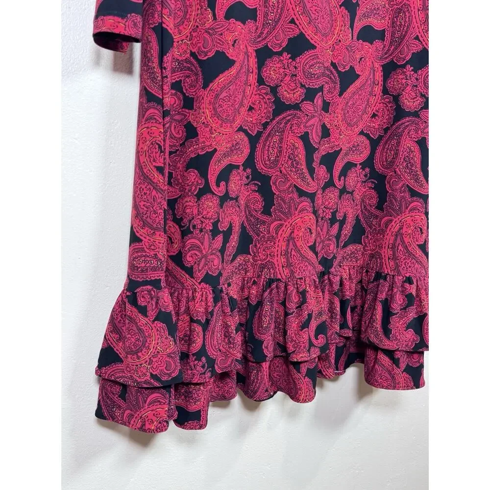 Tommy Hilfiger Womens Dress Paisley Ruffle Hem 14 Career Office Business Preppy - Picture 5 of 11